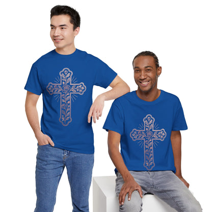 Floral Cross Tee – Delicate Pink Botanical Christian T-Shirt