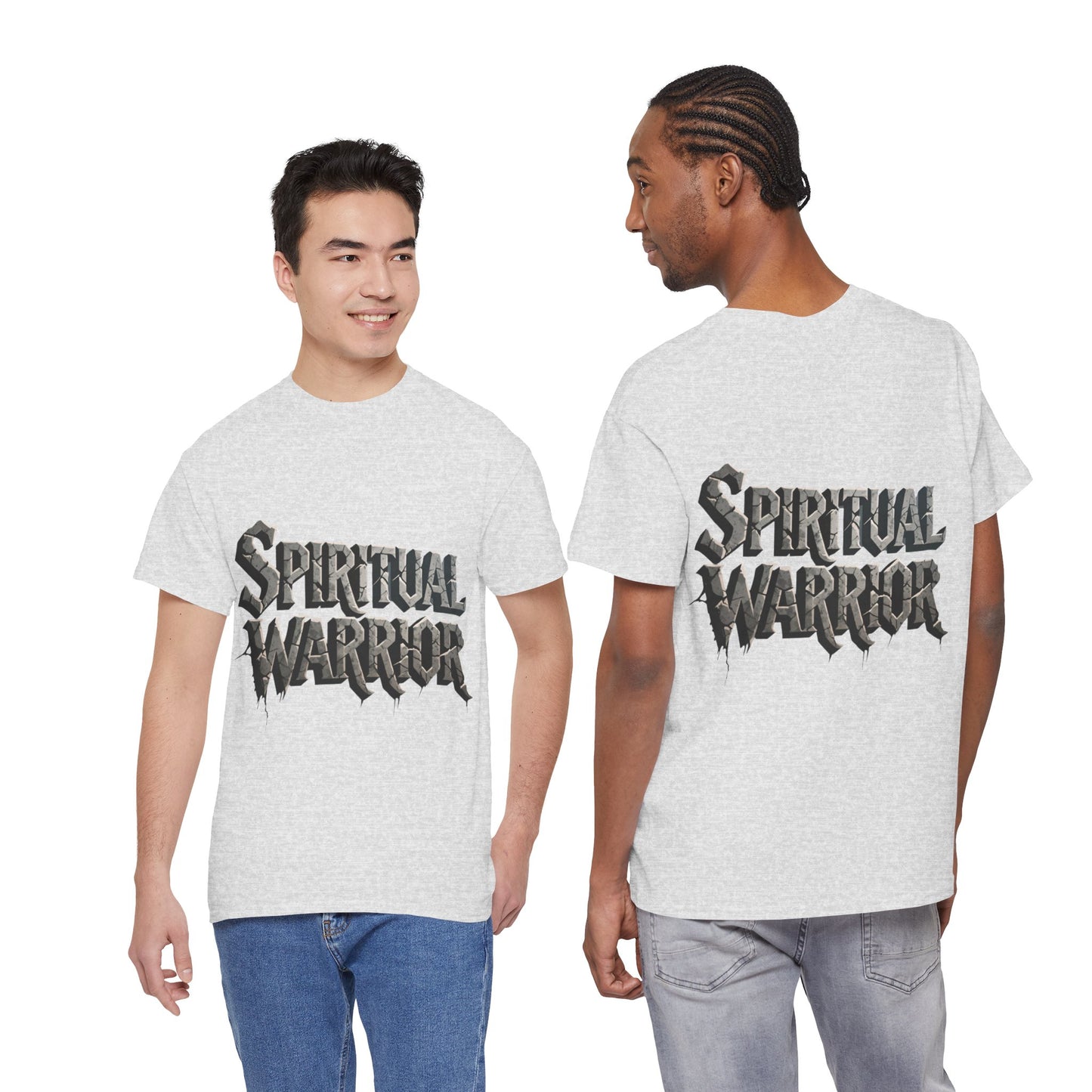 Spiritual Warrior T-Shirt — Gothic Lettering Faith & Strength Tee