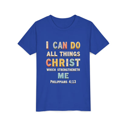 I Can Do All Things Christ Youth Tee | Philippians 4:13 Christian Kids Shirt