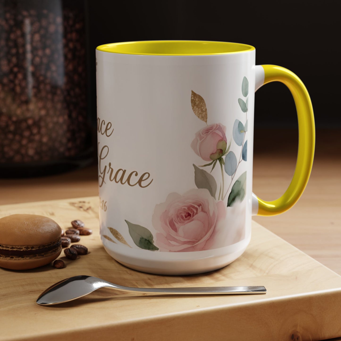 Grace Upon Grace Coffee Mug — Floral John 1:16 Scripture Accent Mug