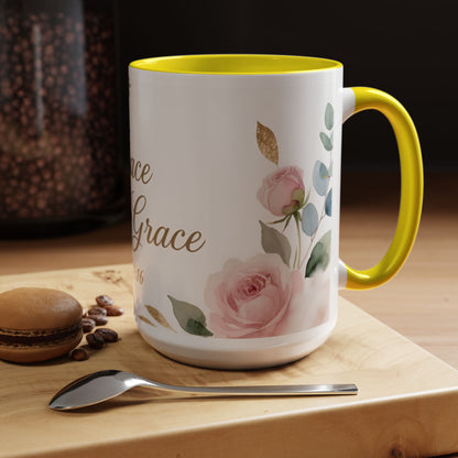 Grace Upon Grace Coffee Mug — Floral John 1:16 Scripture Accent Mug