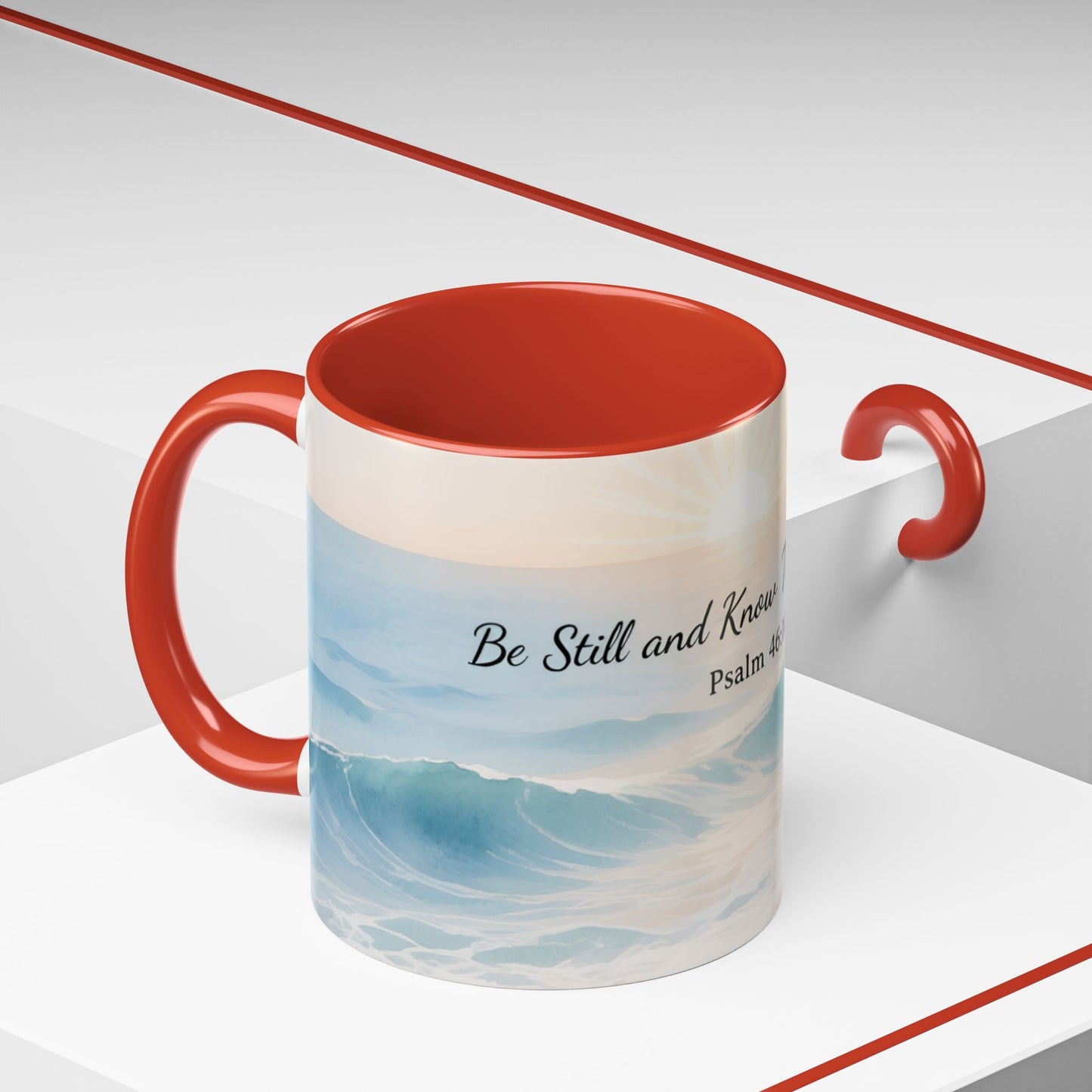 Psalm 46:10 Ocean Coffee Mug – "Be Still and Know That I Am God" Inspirational Ceramic