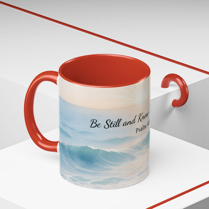 Psalm 46:10 Ocean Coffee Mug – "Be Still and Know That I Am God" Inspirational Ceramic