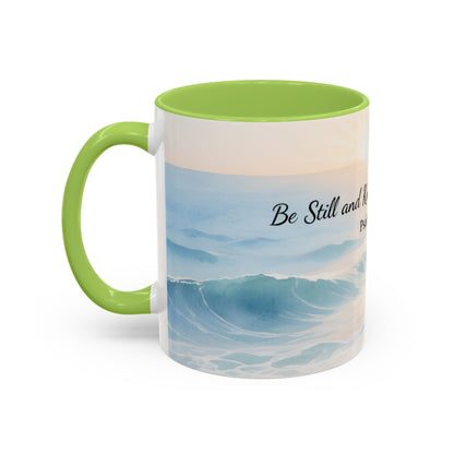Psalm 46:10 Ocean Coffee Mug – "Be Still and Know That I Am God" Inspirational Ceramic