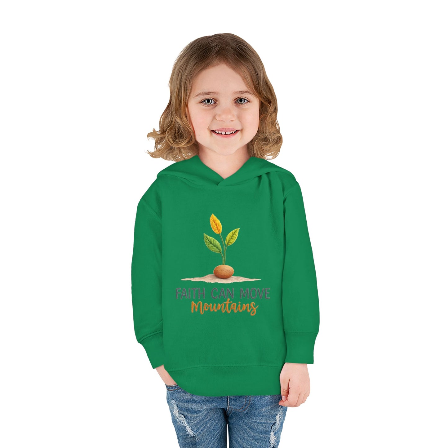 Toddler Hoodie - "Faith Can Move Mountains" Plant Graphic
