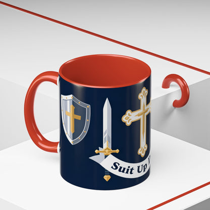 Christian Knight Coffee Mug — “Suit Up Daily” Accent Ceramic Mug