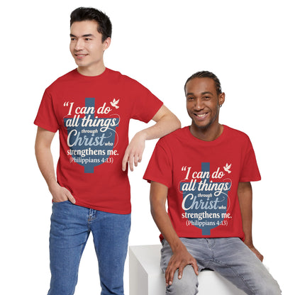 Philippians 4:13 Cotton Tee — "I Can Do All Things" Christian Prayer T-Shirt
