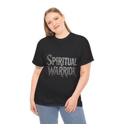 Spiritual Warrior T-Shirt — Gothic Lettering Faith & Strength Tee