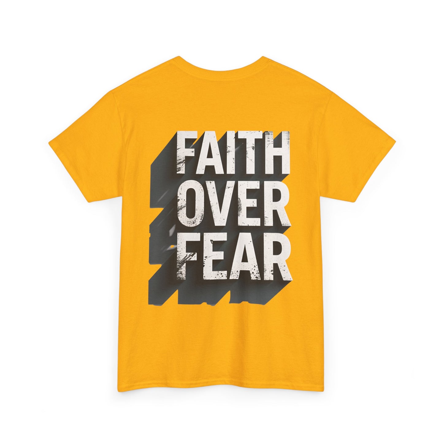 Faith Over Fear Cotton Tee — Distressed Inspirational Graphic