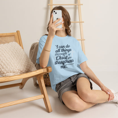 Inspirational Christian T-Shirt - "I Can Do All Things Through Christ" Bible Verse Tee