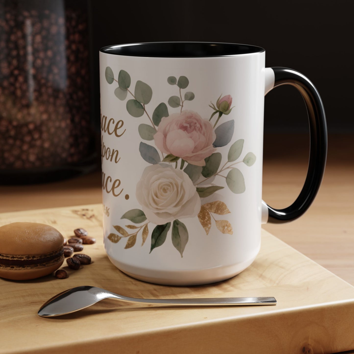 Grace Upon Grace Floral Coffee Mug — John 1:16 Scripture Accent Mug
