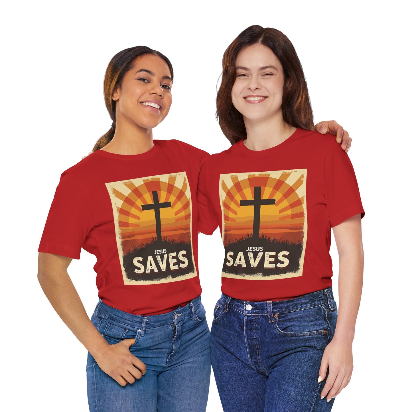 Jesus Saves Cross tee | Christian faith shirt, sunrise graphic | Perfect Gift for Mom and Dad | Friends and Family Shirt