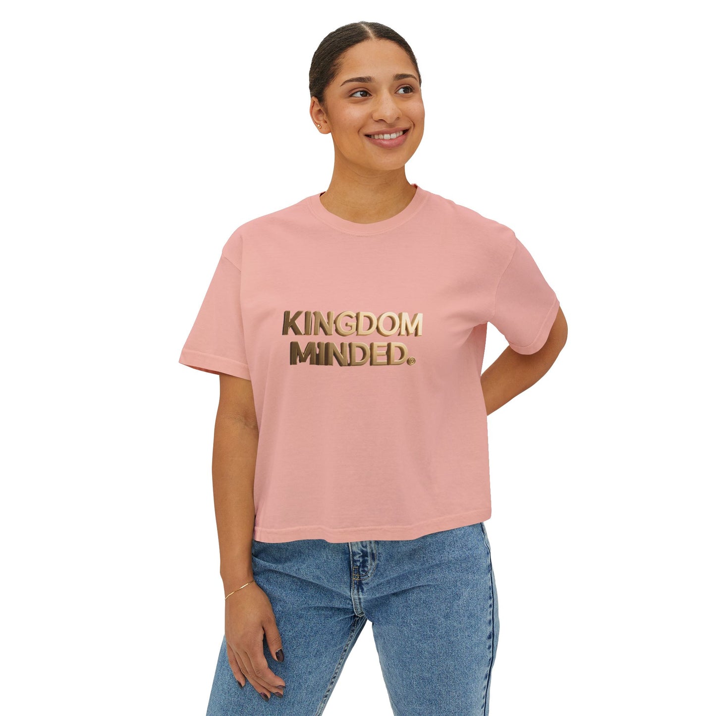 Kingdom Minded Boxy Tee — Women's Faith-Inspired Cropped T-Shirt