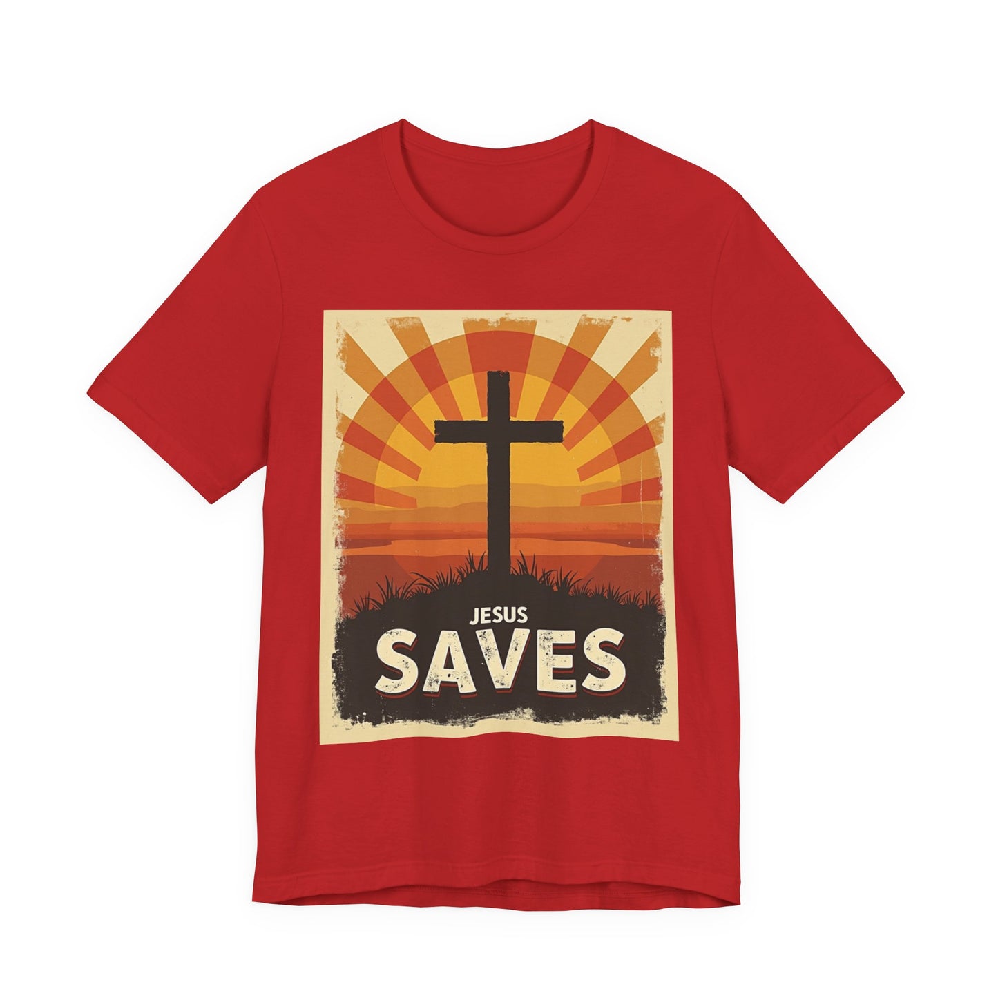 Jesus Saves Cross tee | Christian faith shirt, sunrise graphic | Perfect Gift for Mom and Dad | Friends and Family Shirt