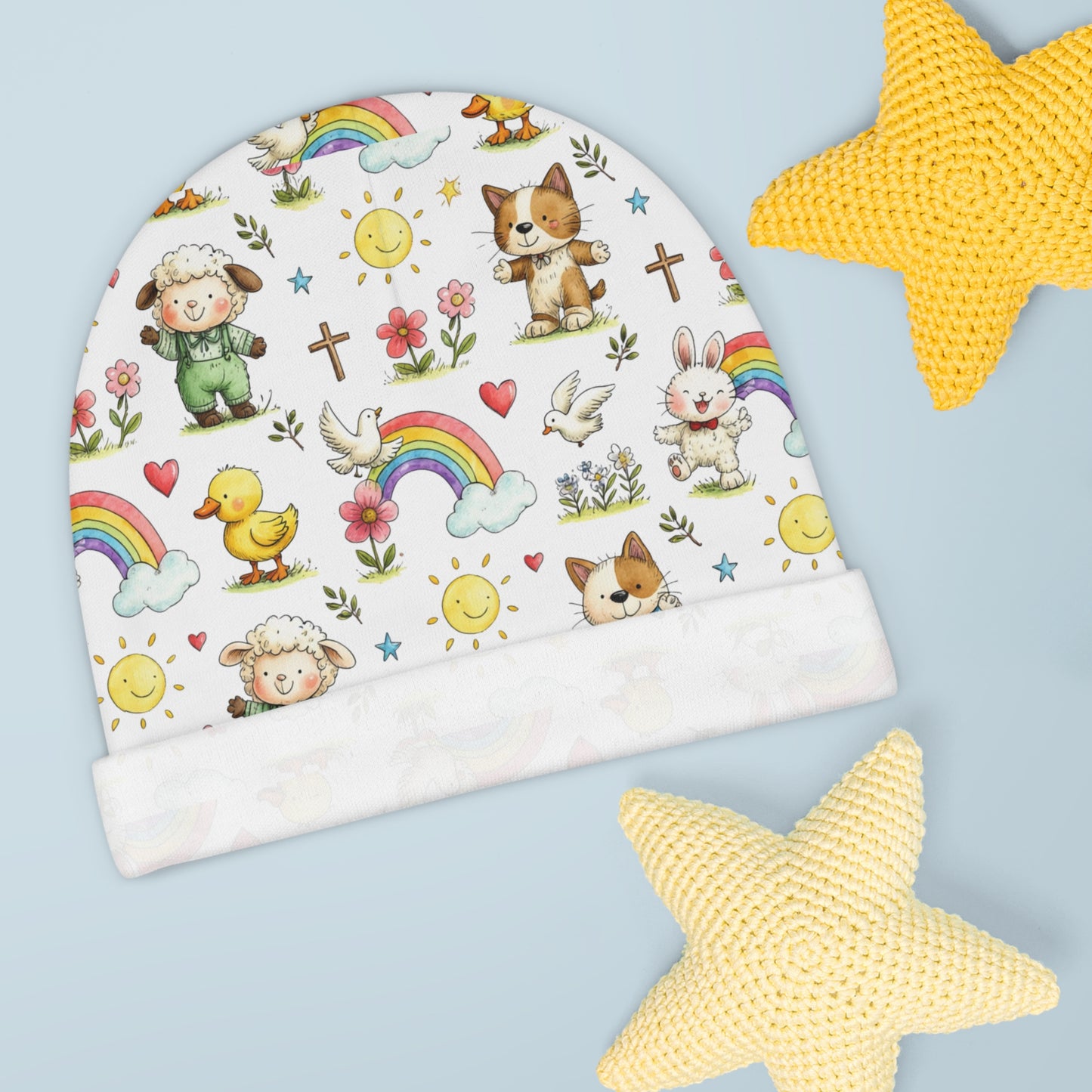 Baby Beanie — Cute Christian Rainbows & Animals Newborn Hat