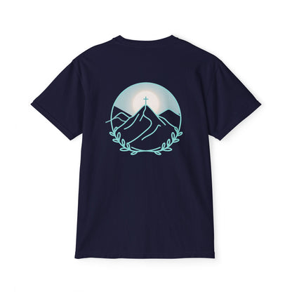 Pocket T-Shirt — Mountain Cross Back Graphic