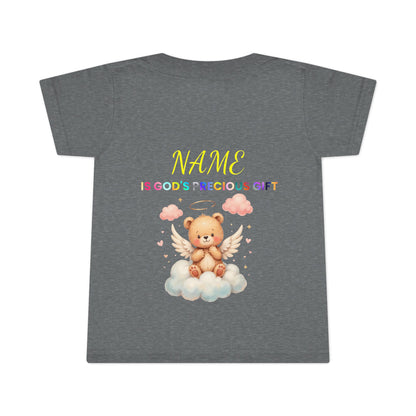 Toddler T-Shirt — Personalized "Child's Name Is God’s Precious Gift" Angel Bear Tee