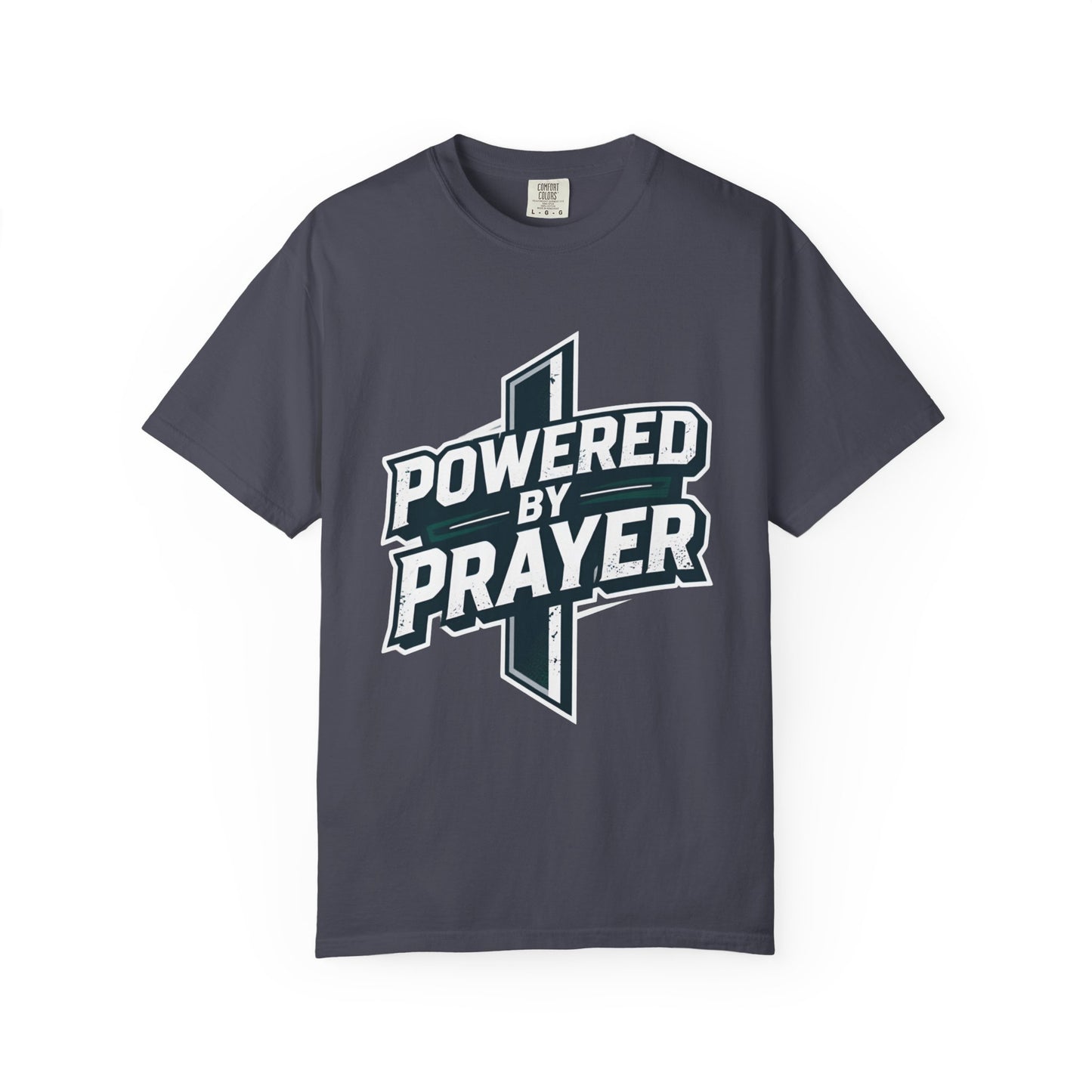 Powered by Prayer T‑Shirt — Faith Graphic Tee with Cross