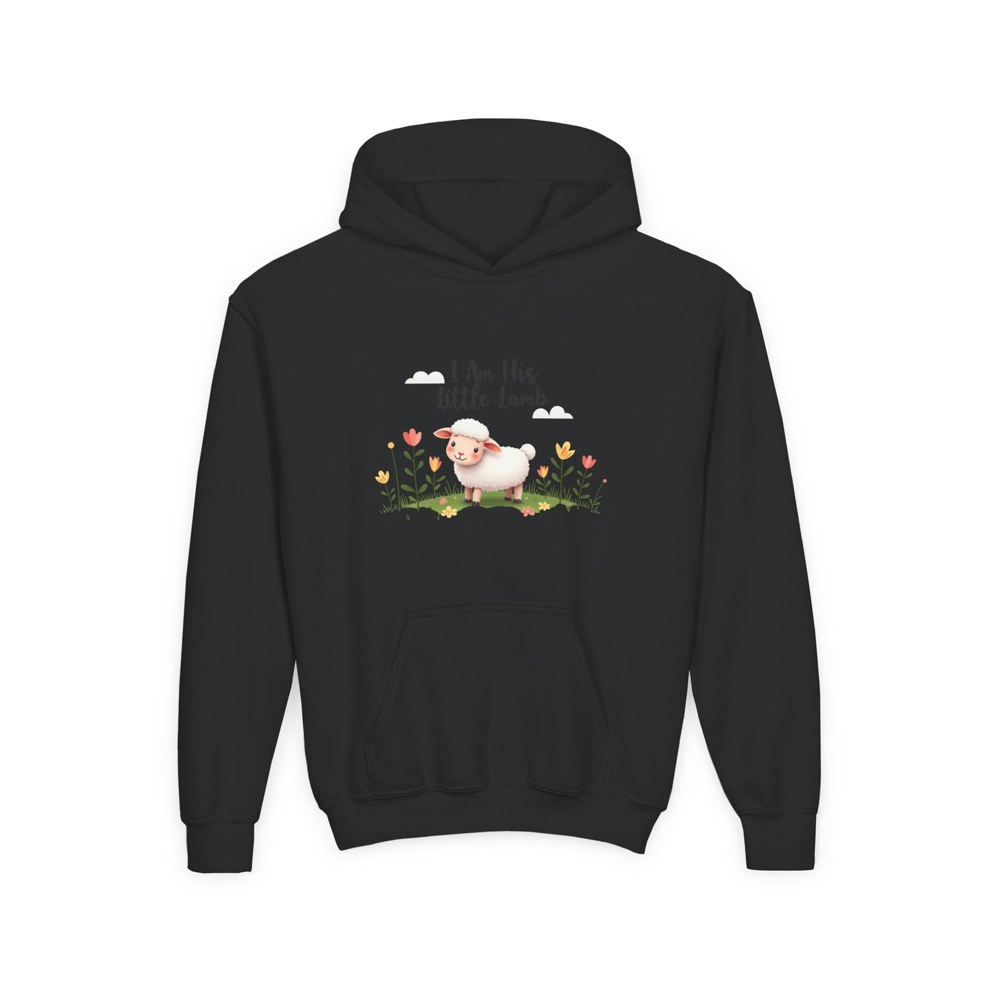 Youth Hoodie - "I Am His Little Lamb" Cute Floral Lamb Kids Pullover