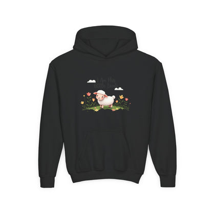Youth Hoodie - "I Am His Little Lamb" Cute Floral Lamb Kids Pullover