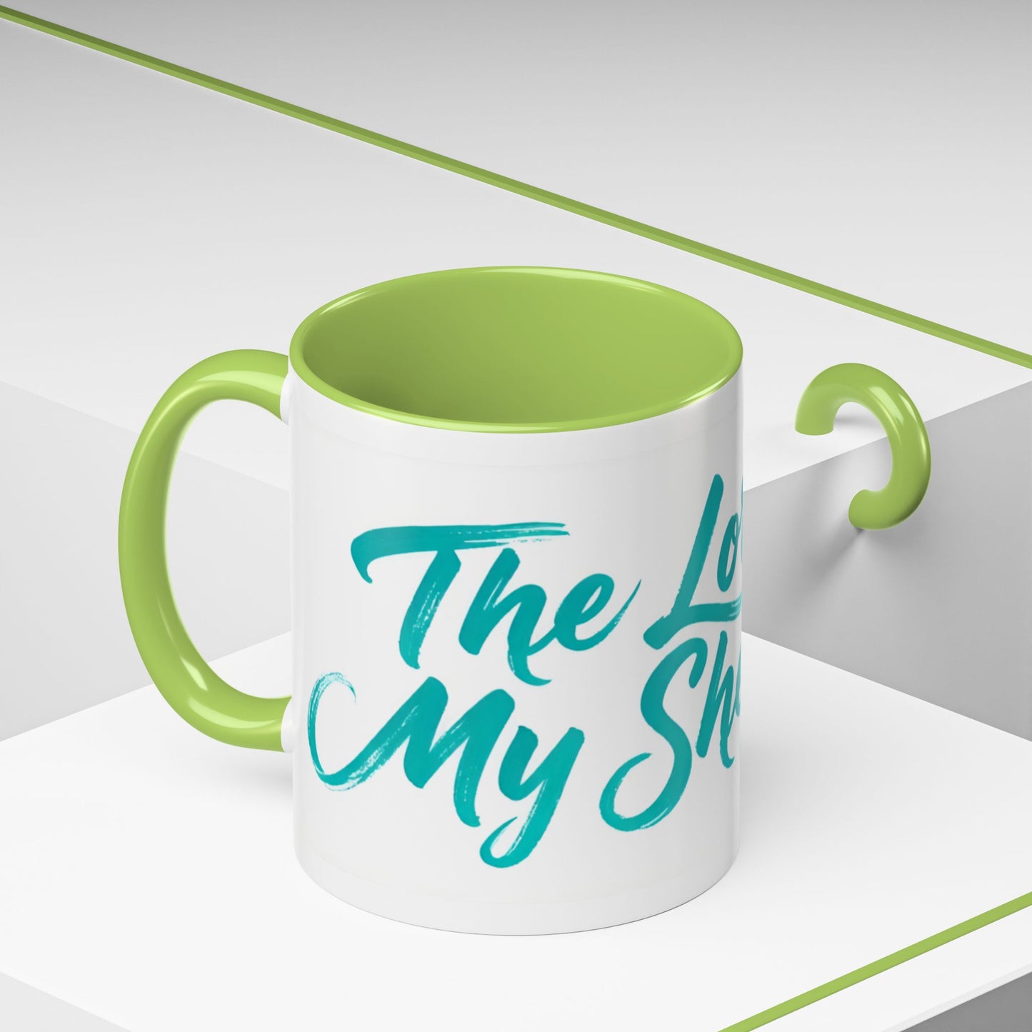 Scripture Accent Coffee Mug — Teal Hand-Lettered Encouragement (11/15 oz)