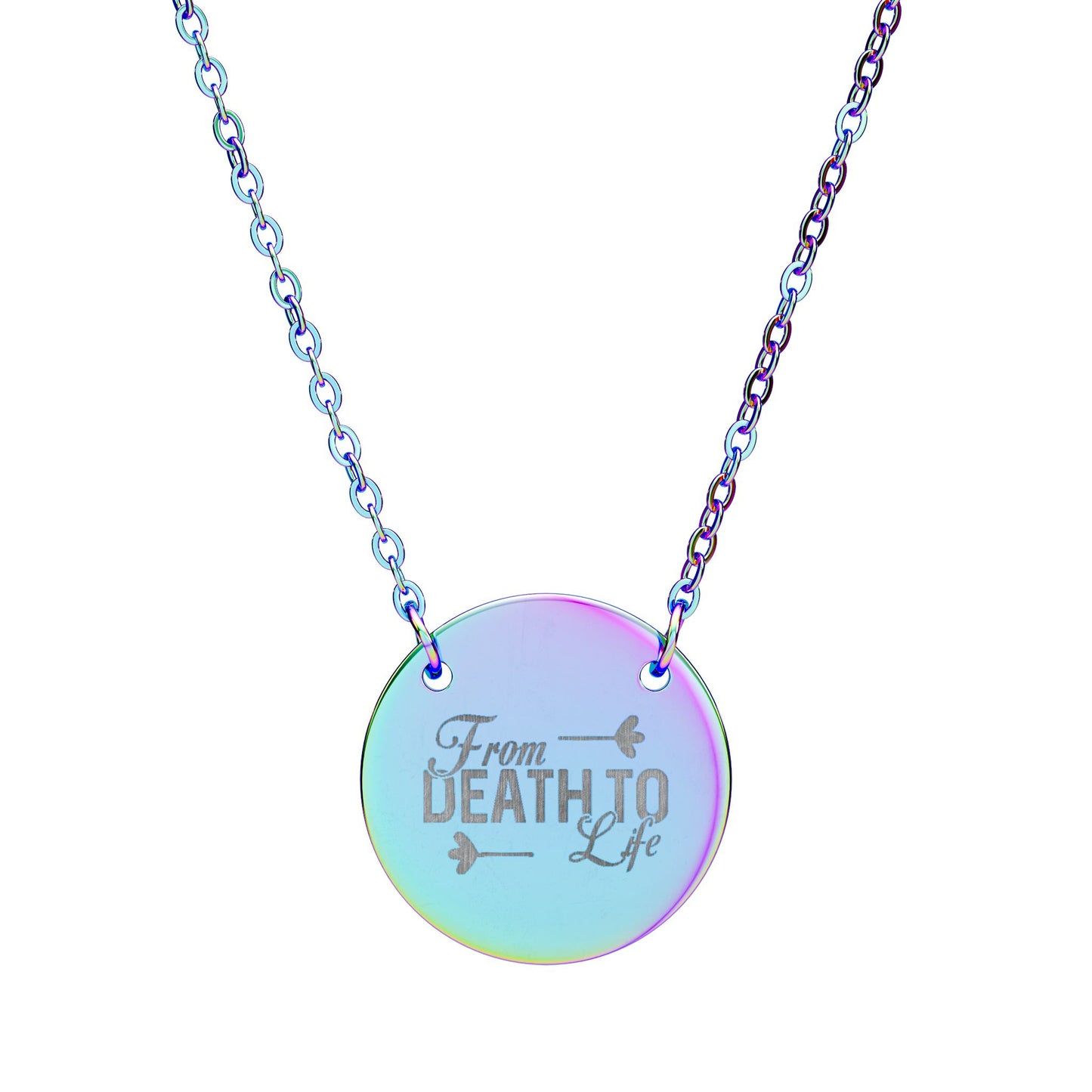 Engraved Circle Necklace — "From Death to Life" Inspirational Pendant