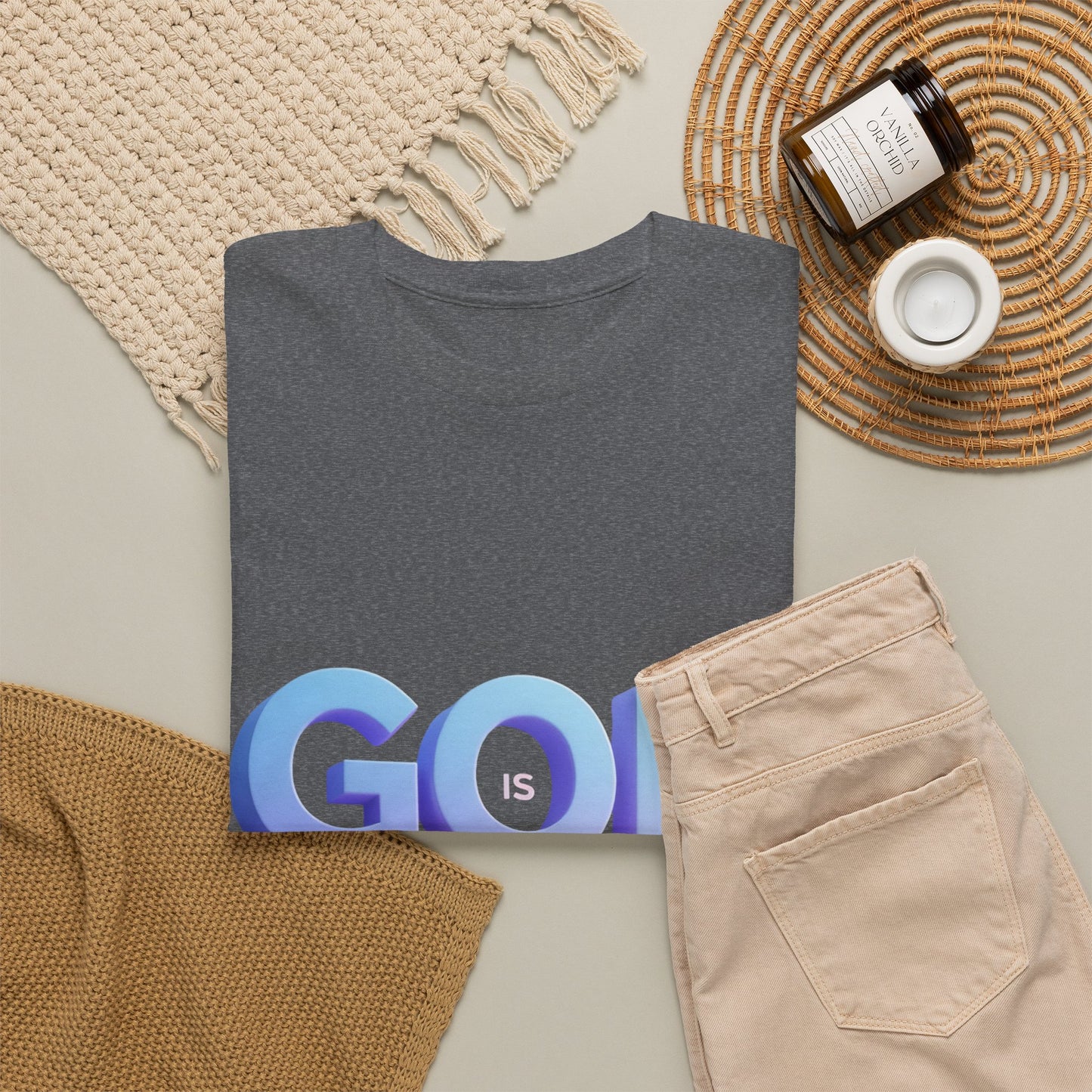 God Greater Gradient Tee — Soft Blue & Lilac Faith Shirt