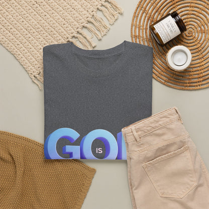 God Greater Gradient Tee — Soft Blue & Lilac Faith Shirt