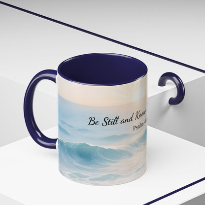 Psalm 46:10 Ocean Coffee Mug – "Be Still and Know That I Am God" Inspirational Ceramic