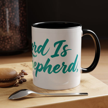 Scripture Accent Coffee Mug — Teal Hand-Lettered Encouragement (11/15 oz)