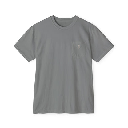 Garment-Dyed Pocket Tee — Rose Line-Art Back Design