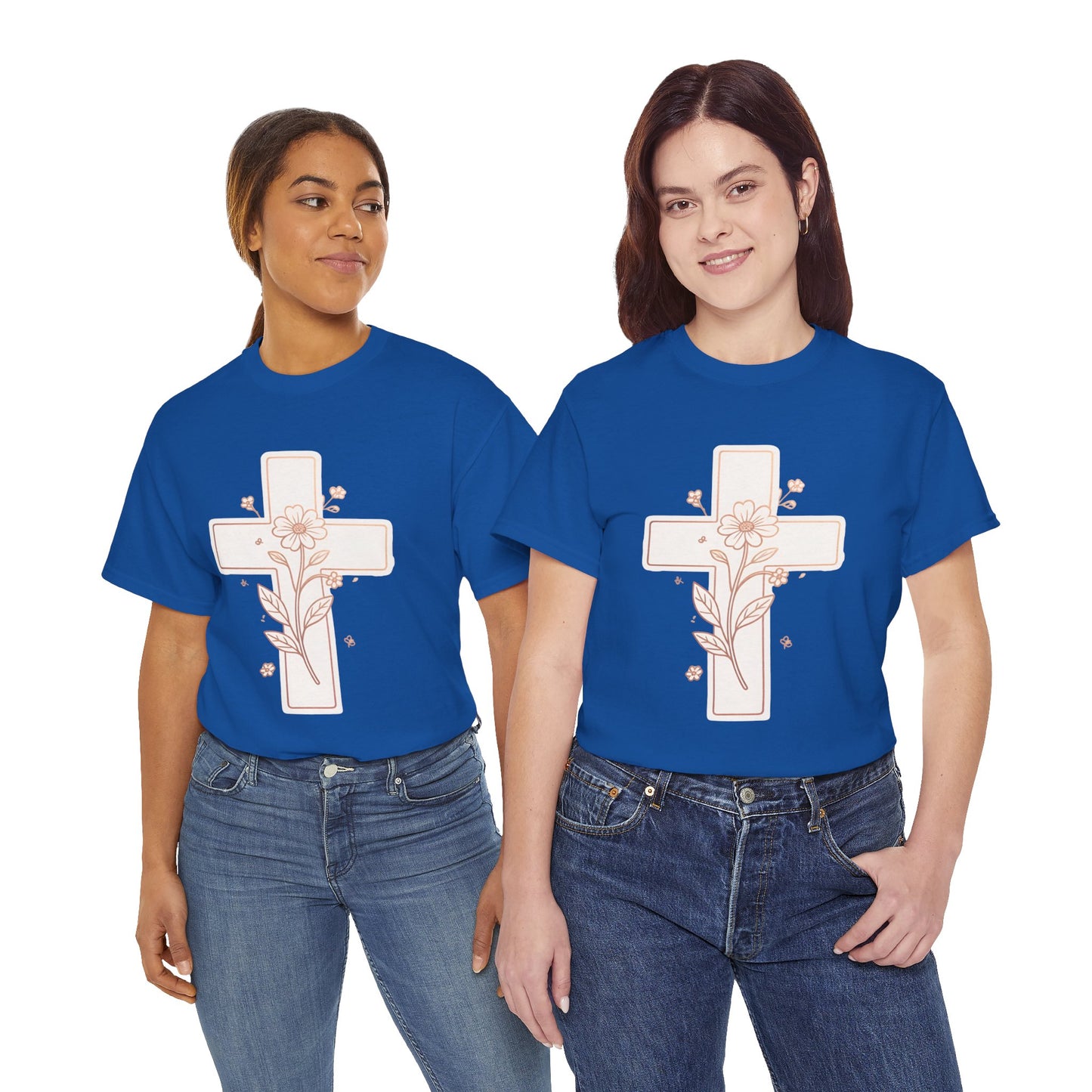 Floral Cross Tee — Delicate Bloom Christian T-Shirt