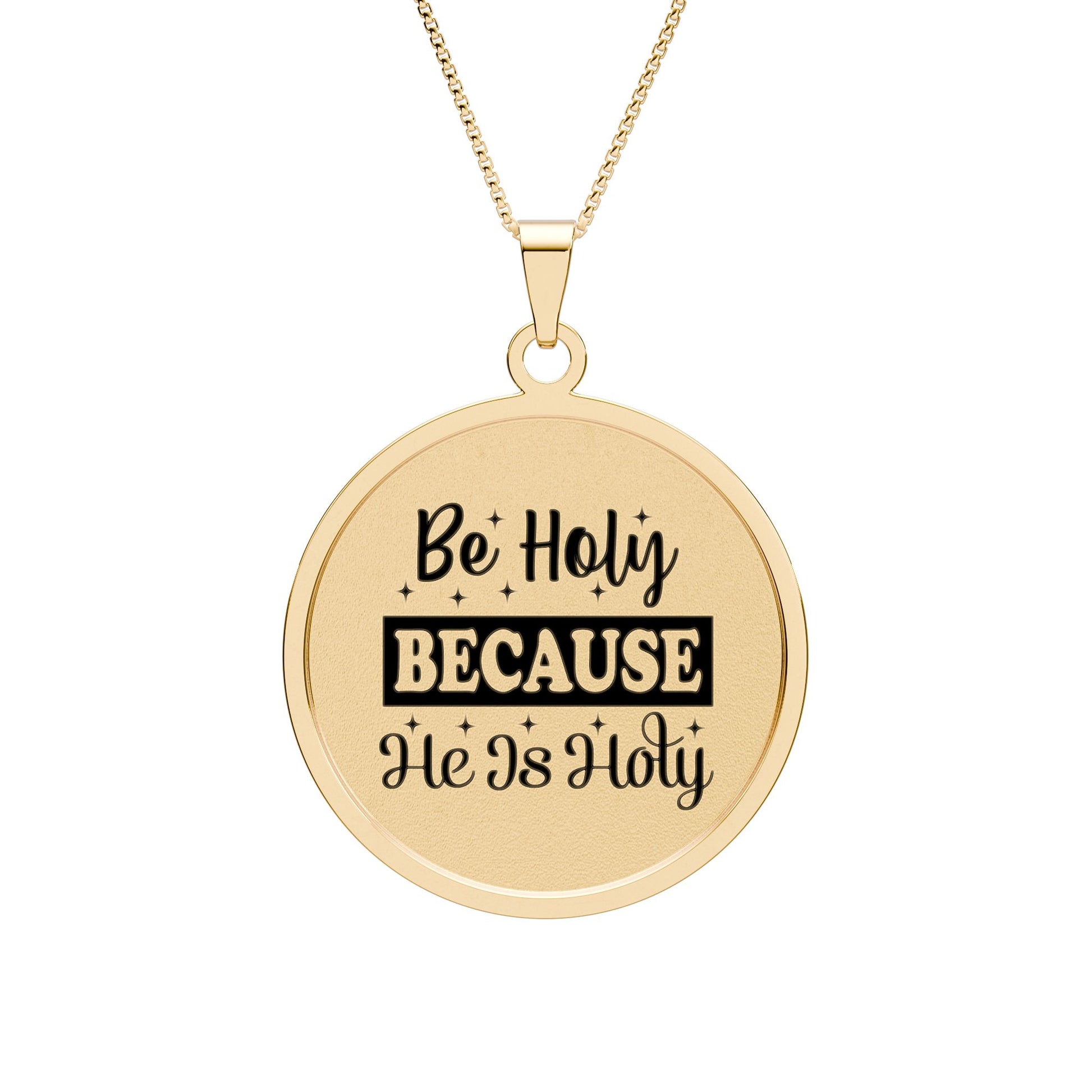 Be Holy Because He Is Holy Round Photo Pendant Gold Plated 