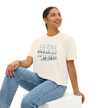Victory Belongs to Jesus Boxy Tee — Christian Faith Graphic Tee