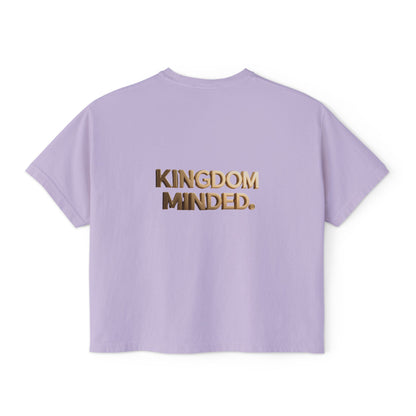 Kingdom Minded Boxy Tee — Women's Faith-Inspired Cropped T-Shirt