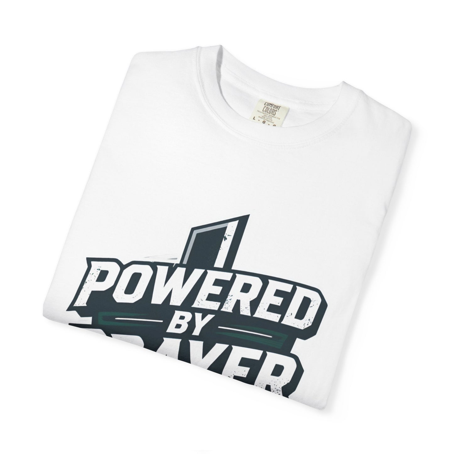 Powered by Prayer T‑Shirt — Faith Graphic Tee with Cross