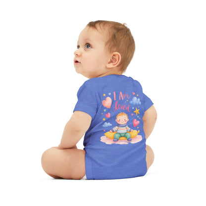 “I Am Loved” Baby Onesie – Cute Infant Bodysuit with Heart & Cloud Illustration