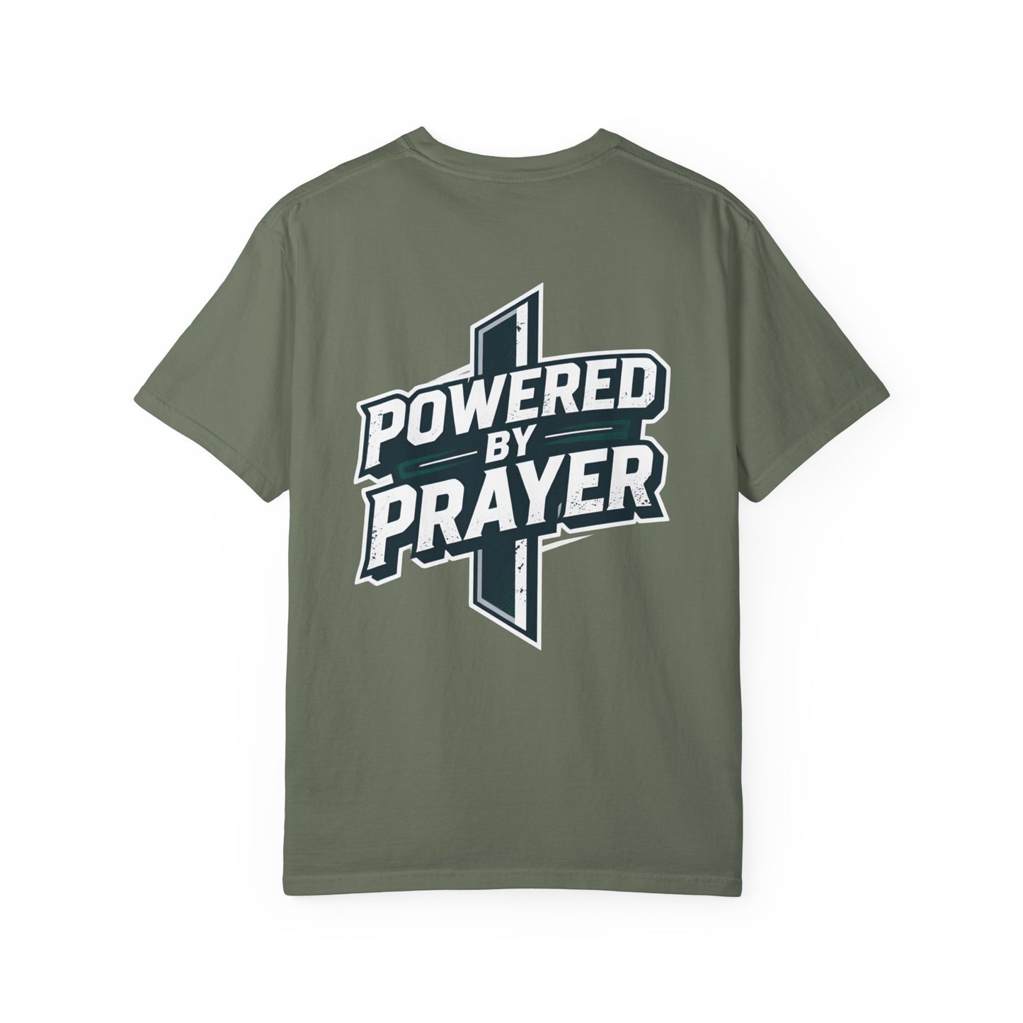 Powered by Prayer T‑Shirt — Faith Graphic Tee with Cross