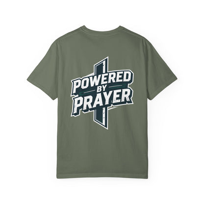 Powered by Prayer T‑Shirt — Faith Graphic Tee with Cross