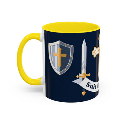 Christian Knight Coffee Mug — “Suit Up Daily” Accent Ceramic Mug