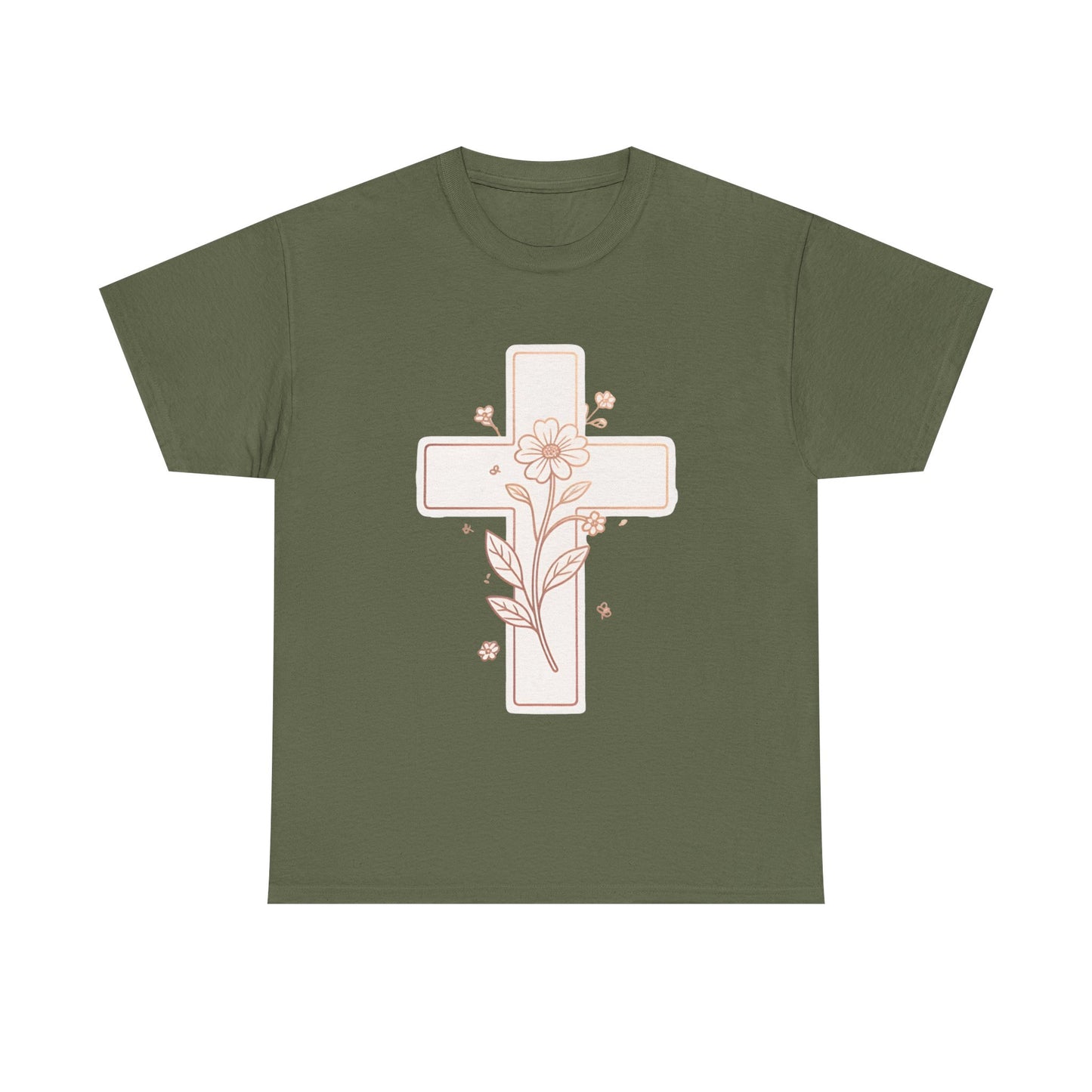 Floral Cross Tee — Delicate Bloom Christian T-Shirt