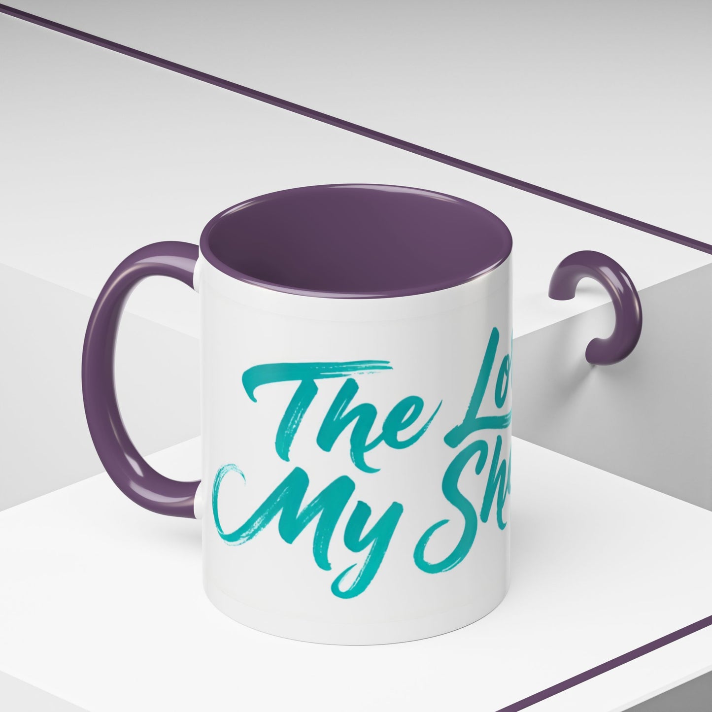 Scripture Accent Coffee Mug — Teal Hand-Lettered Encouragement (11/15 oz)