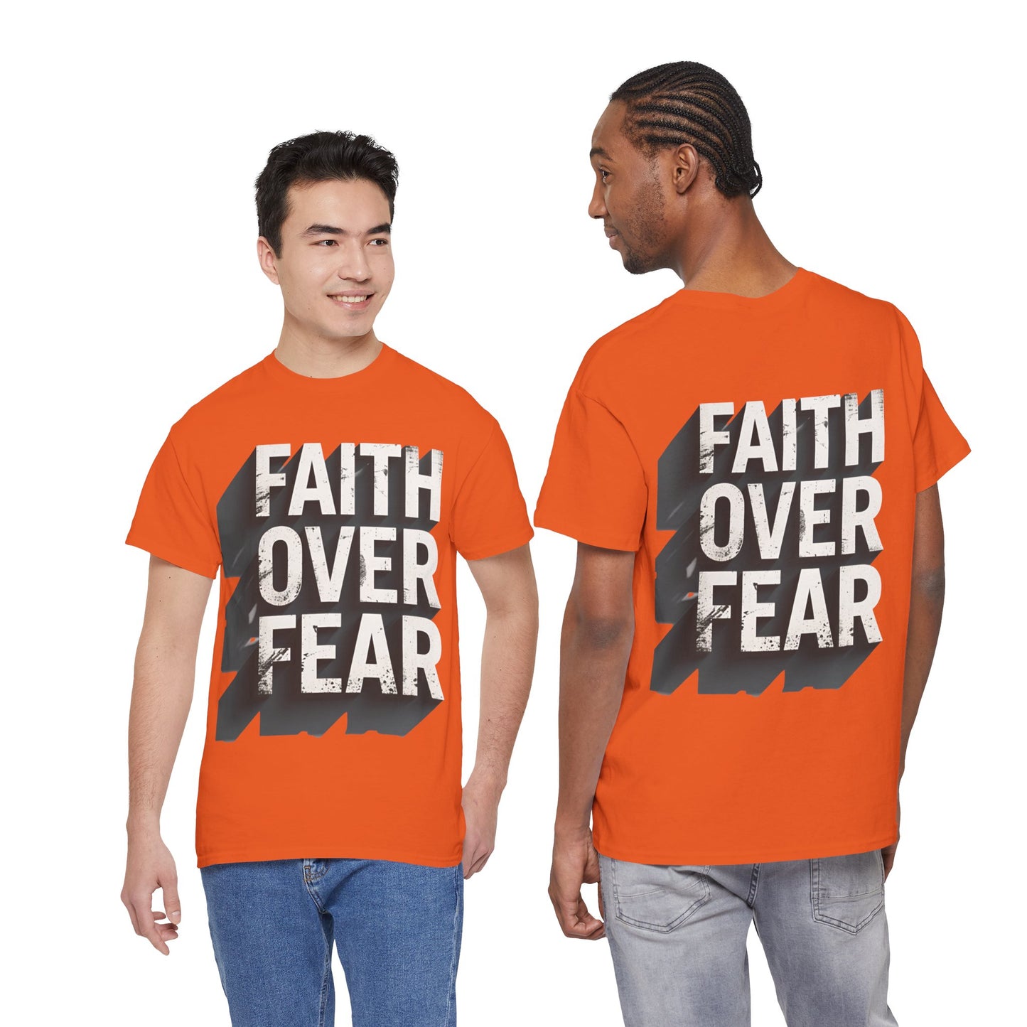 Faith Over Fear Cotton Tee — Distressed Inspirational Graphic