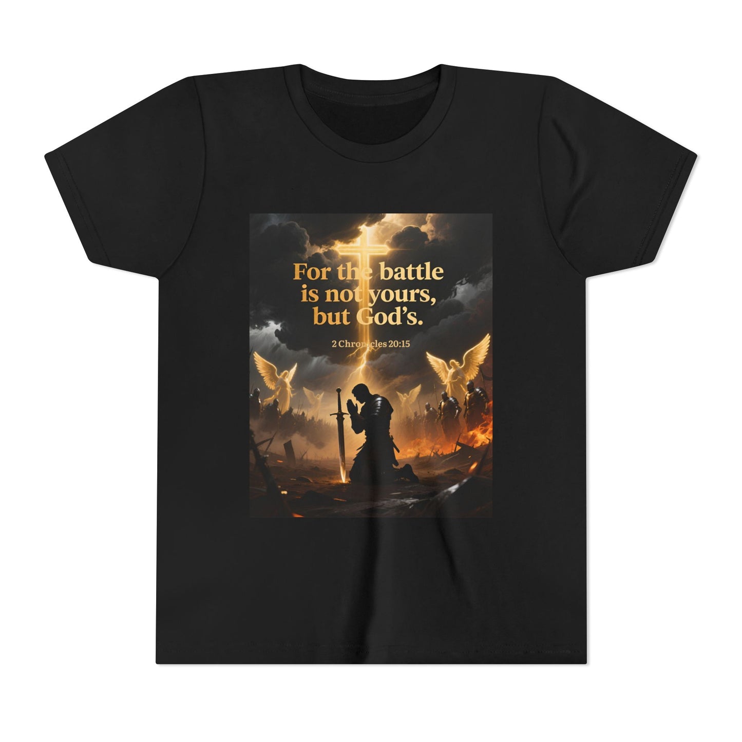 For the battle is not yours, but God's youth tee | Christian hands design | Meaningful Gift for Kids