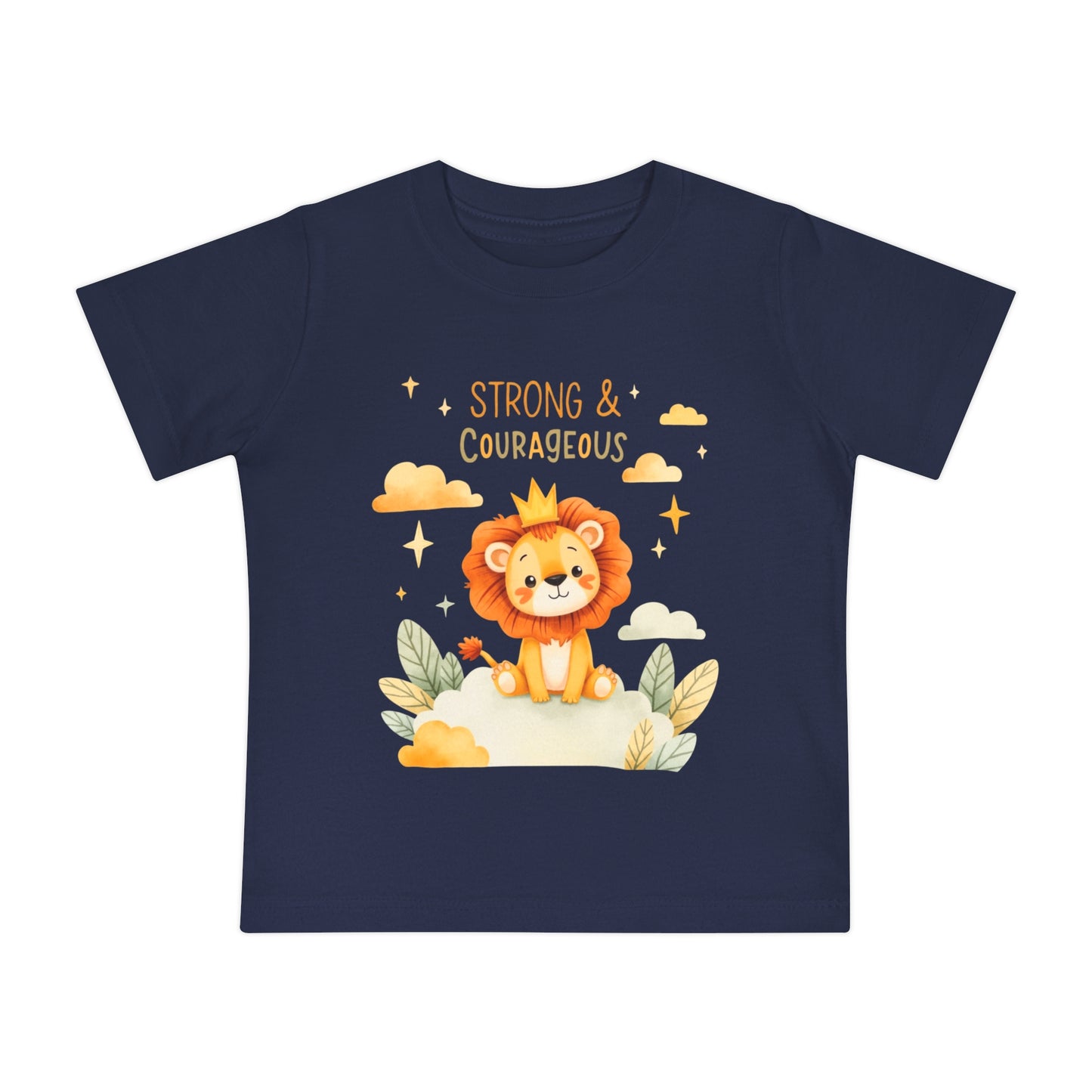 Strong & Courageous Lion Baby T-Shirt — Cute Nursery Tee for Baby Shower & Newborn