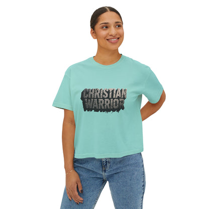 Christian Warrior Boxy Tee — Women's Faith Graphic Shirt
