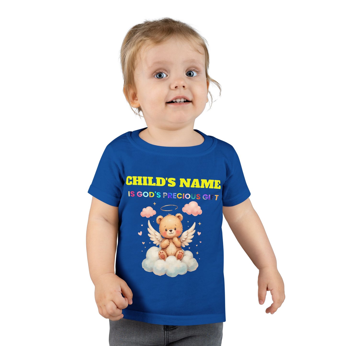 Toddler T-Shirt — Personalized "Child's Name Is God’s Precious Gift" Angel Bear Tee