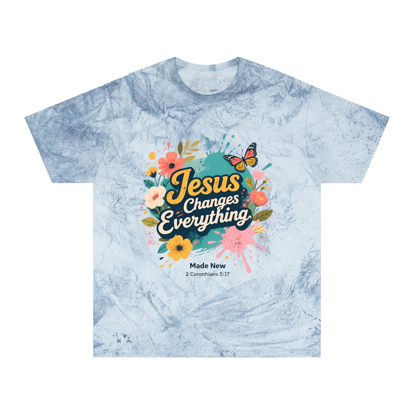 Jesus Changes Everything T-Shirt — Floral Butterfly Christian Tee
