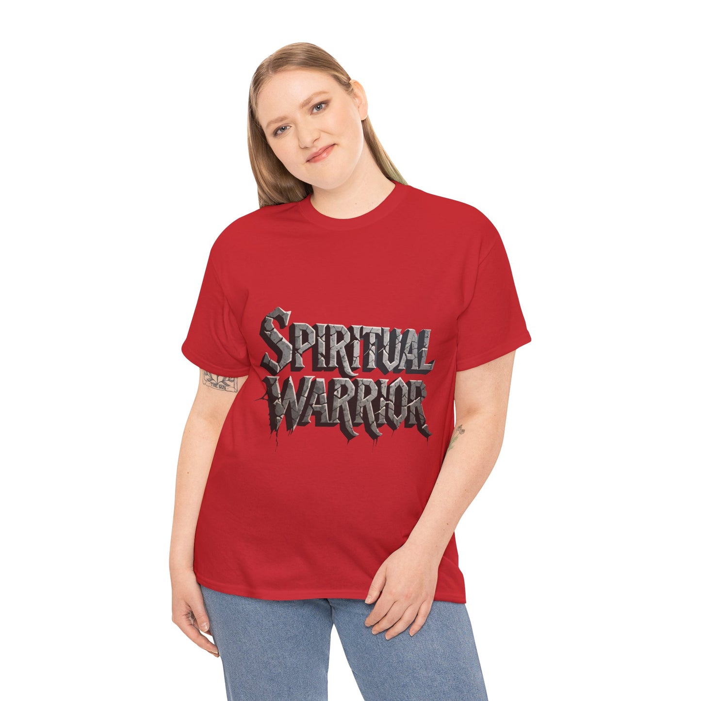 Spiritual Warrior T-Shirt — Gothic Lettering Faith & Strength Tee