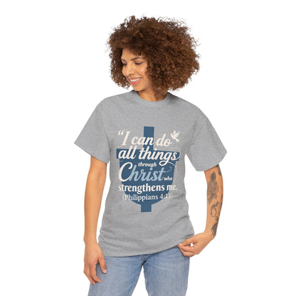Philippians 4:13 Cotton Tee — "I Can Do All Things" Christian Prayer T-Shirt
